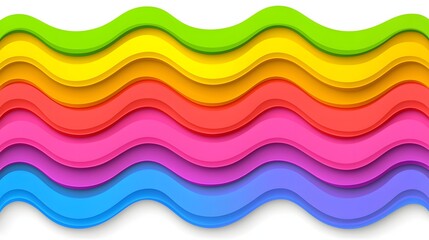 Colorful Wavy Patterns of Vibrant Paper Layers in Abstract Design for Creative Backgrounds