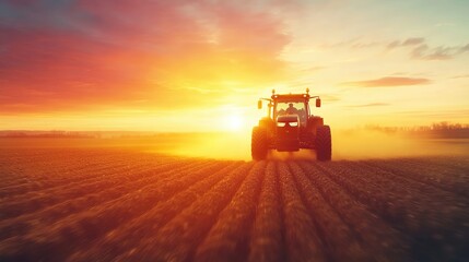 Fototapeta premium Crop Protection: Tractor Dispersing Pesticide Mist