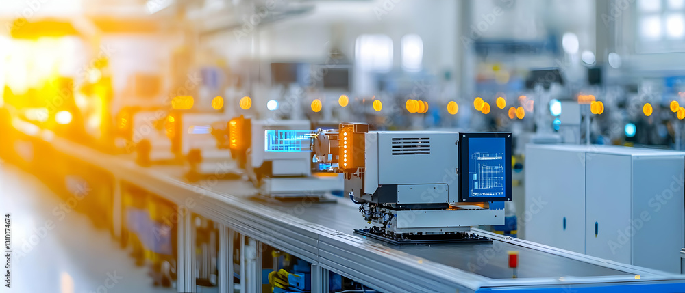 Poster modern automated production line with advanced machinery and control systems in a high-tech manufact