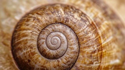 A detailed view of the tightly coiled spiral snail shell