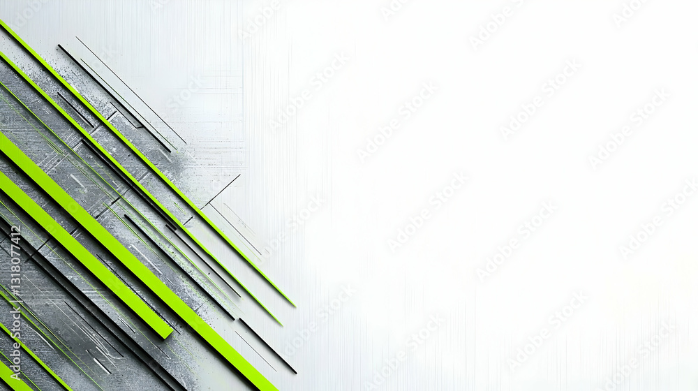 Aufkleber dynamic diagonal green and grey lines on a textured white background modern abstract design