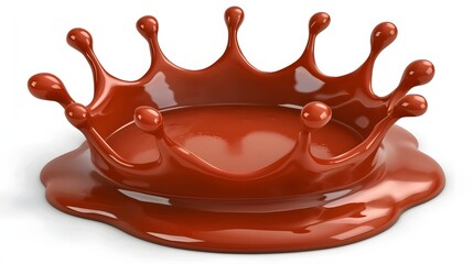 Dynamic Red Liquid Splash Creating Crown Shape on White Background