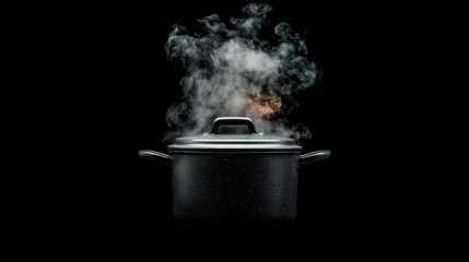 Cooking event steaming pot of food kitchen setting culinary image dark background close-up view delicious concept for food enthusiasts and chefs