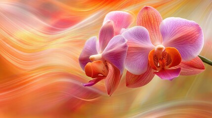 Close-Up of Vibrant Pink Orchids with Soft Abstract Background in Warm Tones