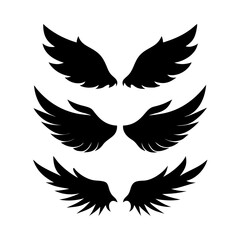 Obraz premium set of Black wings silhouette vector set