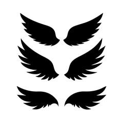 set of Black wings silhouette vector set