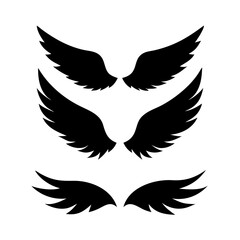 set of Black wings silhouette vector set