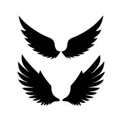 Obraz premium set of Black wings silhouette vector set