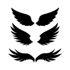 Fototapeta premium set of Black wings silhouette vector set