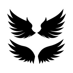 set of Black wings silhouette vector set