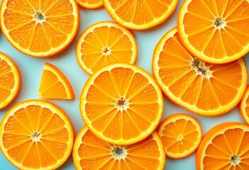 Vibrant orange slices, juicy segments create a colorful, repeating pattern, fresh, abstract