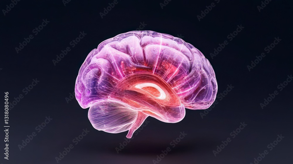Poster glowing neural network brain ai technology abstract art