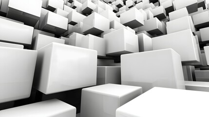 Dynamic Geometric Abstract Background of White Blocks in Perspective Forming a Modern Design