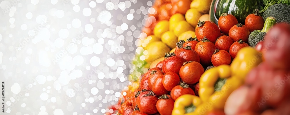 Aufkleber fresh colorful produce arrangement displayed with sparkling bokeh background