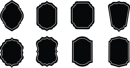 Set of vintage label and badges shape collections. Vector illustration. Black template for patch, insignias, overlay.