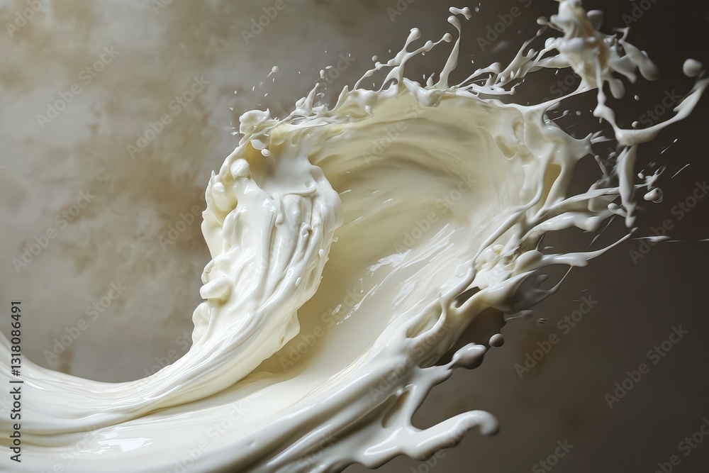 Aufkleber dynamic splash of milk creating an artistic wave against a soft, blurred background