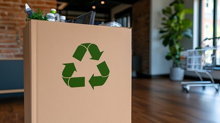 Close-Up Shot of an Open Cardboard Box Filled with Recyclable Materials