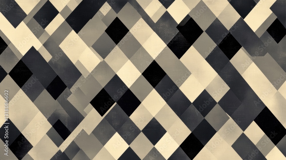 Poster abstract geometric pattern with black and beige diamonds in a modern design suitable for backgrounds