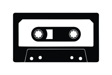 Obraz premium Audio cassette silhouette on white background