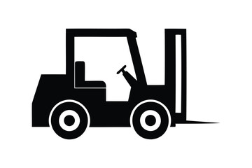 Naklejka premium Forklift truck icon silhouette
