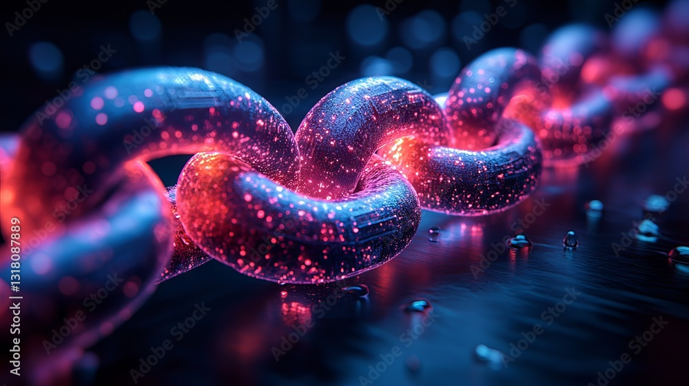 Aufkleber bold black diagonal dual chain, abstract blockchain concept featuring interwoven double links for di
