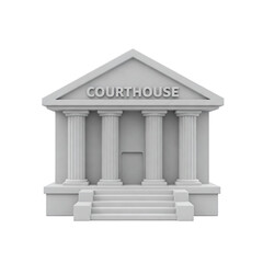 Variety of 3D Rendered Models of a Classic Courthouse Building Isolated