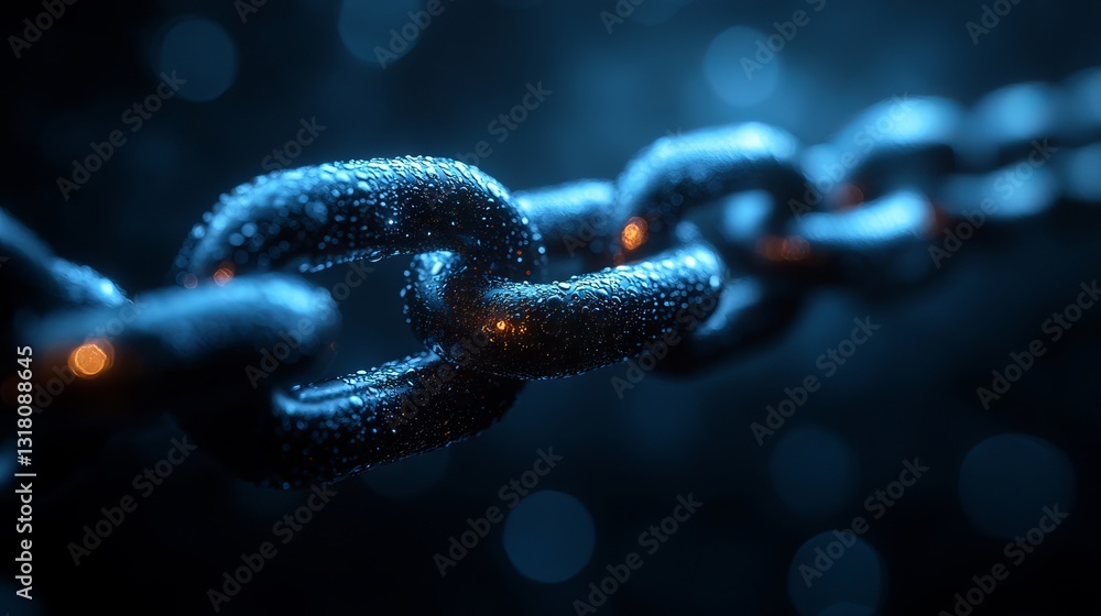 Aufkleber bold black diagonal dual chain, abstract blockchain concept featuring interwoven double links for di