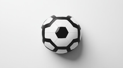 Obraz premium Black and White Soccer Ball Isolated on White Background with Minimalist Design for Sports and Recreation Themes