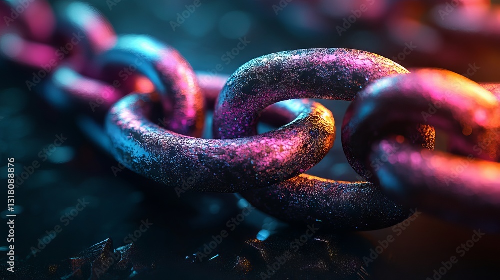 Poster bold black diagonal dual chain, abstract blockchain concept featuring interwoven double links for di