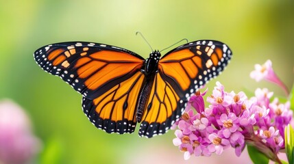 Fototapeta premium Majestic Monarch Butterfly on Vibrant Pink Flowers
