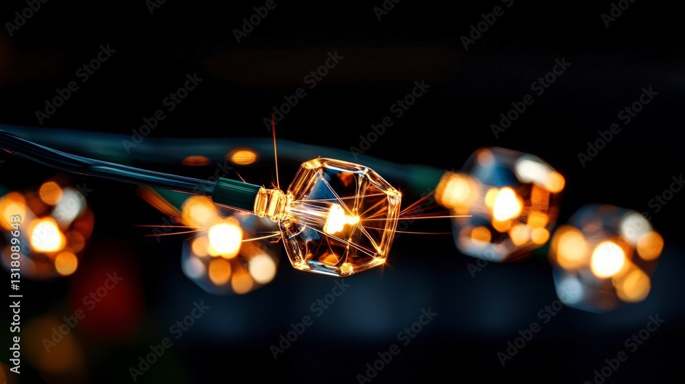 Poster glowing string lights illuminated network bright sparks digital technology abstract ba