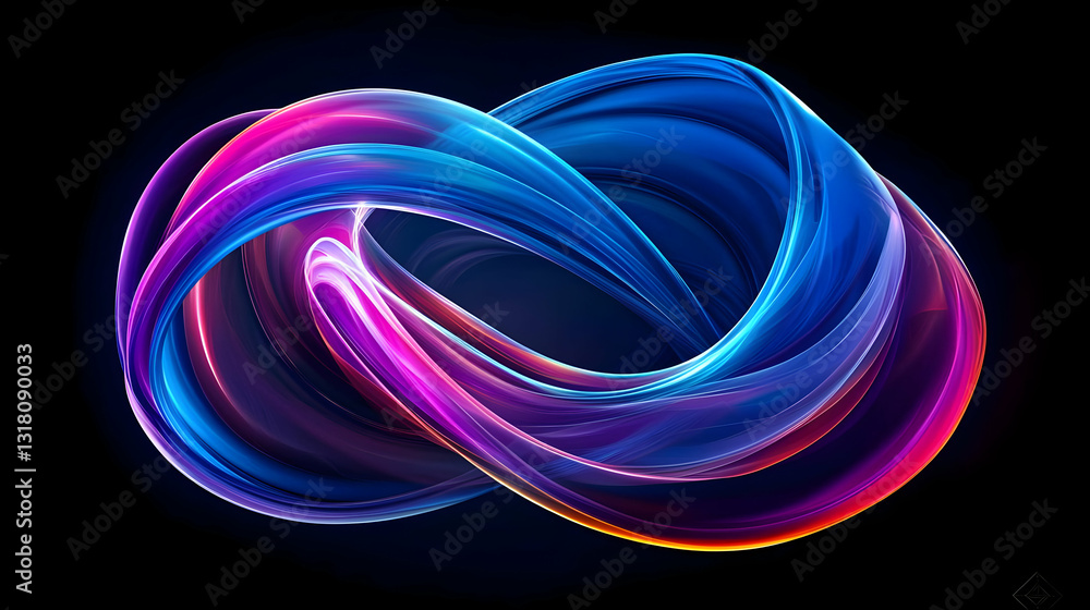 Poster vivid 3d rendered infinity loop with smooth pixels vibrant colors on a black background