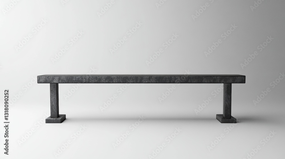 Aufkleber minimalist design of a long rectangular concrete bench with smooth surface and geometric pillars in 