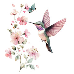 Naklejka premium Beautiful Hummingbird on transparent background