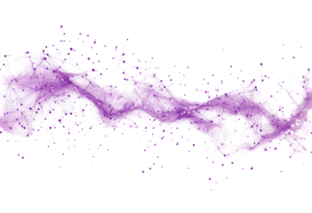 Purple digital art showcasing connected nodes and lines isolated on transparent background
