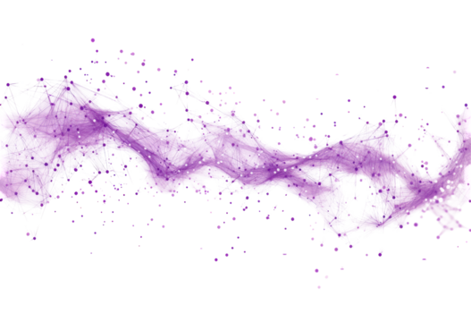 Purple digital art showcasing connected nodes and lines isolated on transparent background