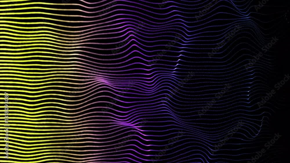 Poster abstract digital cyber wave made of particles and dots moves with big data visualization. futuristic