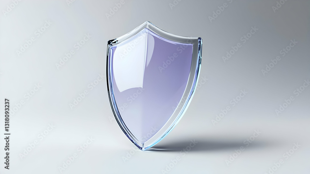 Aufkleber a transparent glass shield on a white background symbolizing security and protection in the digital 