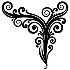 Decorative Line Symmetric Ornamental Border Design Floral Motif Abstract Flourish Filigree Elements