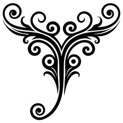 Decorative Line Symmetric Ornamental Border Design Floral Motif Abstract Flourish Filigree Elements
