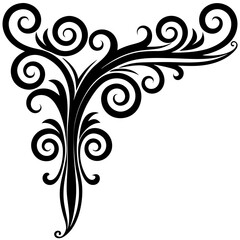 Decorative Line Symmetric Ornamental Border Design Floral Motif Abstract Flourish Filigree Elements