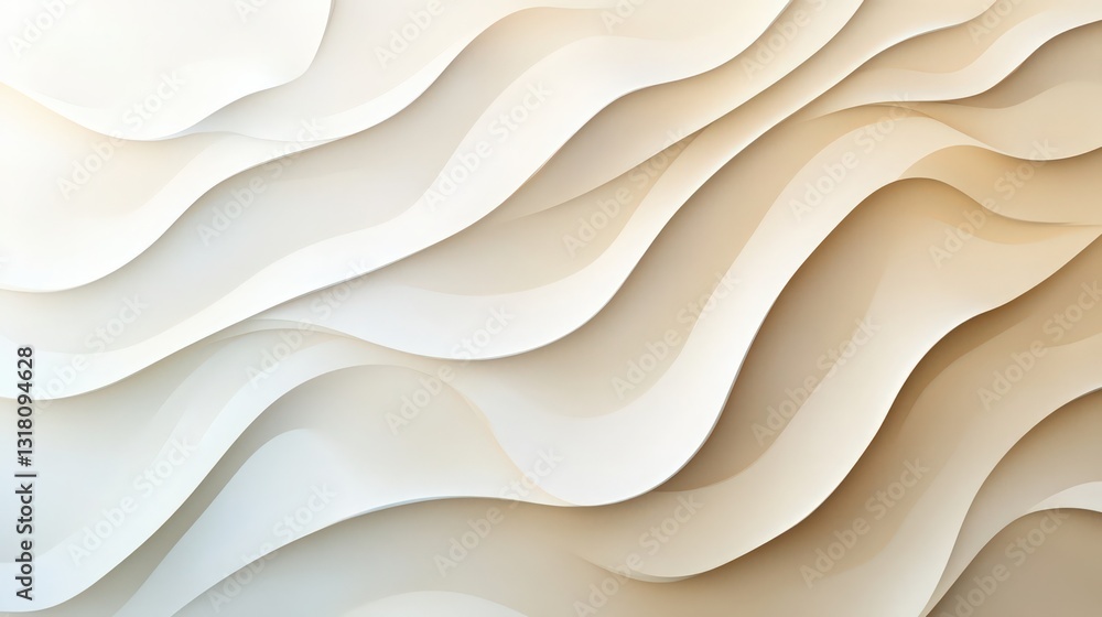 Aufkleber elegant layered waves abstract background with fluid and subtle shadows