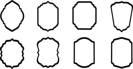 Set of vintage label and badges shape collections. Vector illustration. Black template for patch, insignias, overlay.