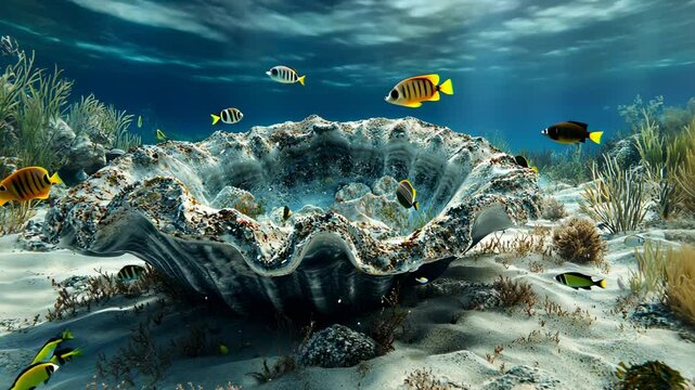 Giant Clam in Vibrant Underwater Paradise
