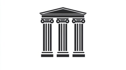 Three Greek columns, temple facade, white background, architectural design, website banner
