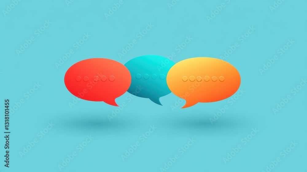 Poster colorful speech bubbles on a vibrant background for communication and conversation themes in modern 