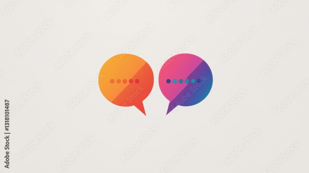 Poster colorful speech bubbles symbolizing communication and dialogue in modern graphic design style for cr