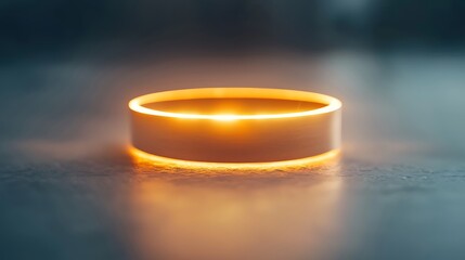 Illuminated circular ring display studio environment product photography minimalist aesthetic close-up perspective