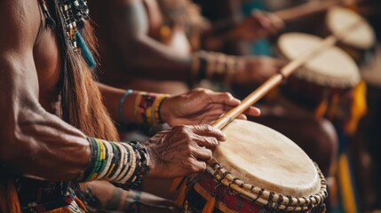 Vibrant Cultural Performance of Traditional Drumming with Skilled Musicians Playing Unique Instruments