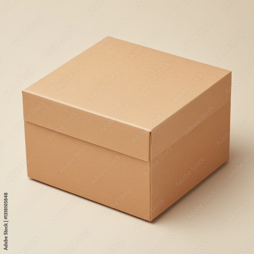 Aufkleber elegant minimalist brown paper box isolated on soft beige background creating a subtle and chic pres